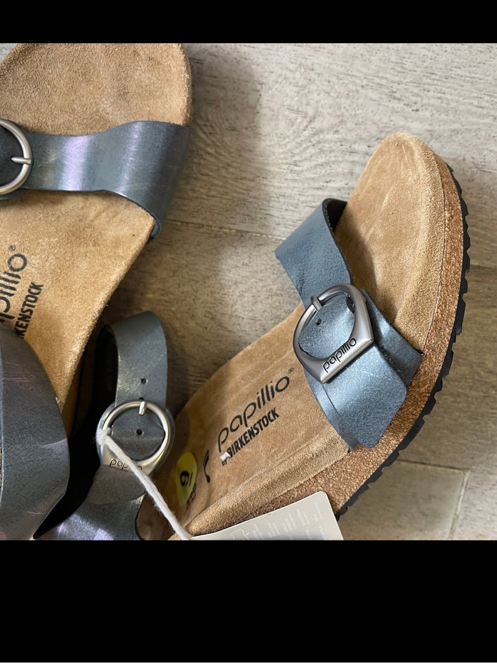 Birkenstock Papillio Metallic Black Soley Wedge Sandals 40 - Picture 3 of 7